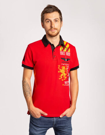 Men's Polo Shirt Lwo. Color red. Pique fabric: 100% cotton.