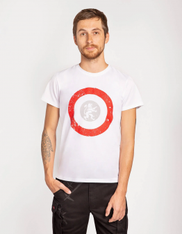 Чоловіча Футболка Лев (Рондель). Колір білий. .