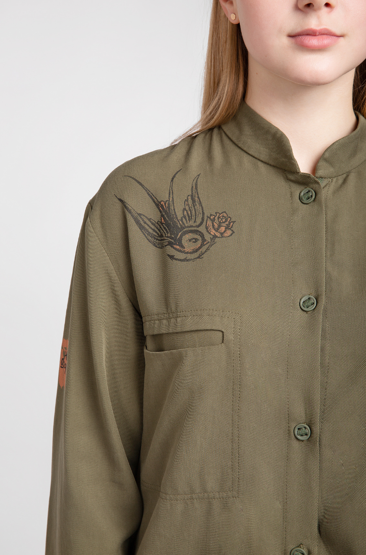 Shirt-Dress Nastusia. Color khaki.  The color shades on your screen may differ from the original color.