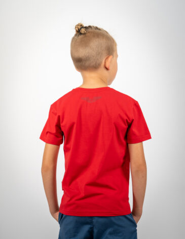 Kids T-Shirt Born To Fly. Color red. .