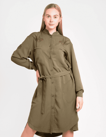 Shirt-Dress Nastusia. Color khaki. .