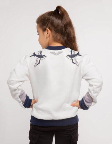 Kids Sweatshirt Swallow. Color white. .