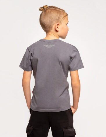 Kids T-Shirt Ukrainian Navy. Color dark gray. .