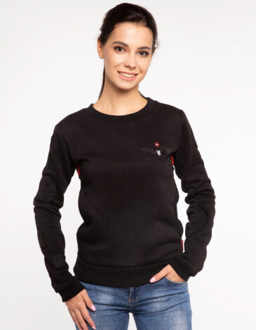 Women's Sweatshirt Ua. Color black. Three-cord thread fabric: 77% cotton, 23% polyester.