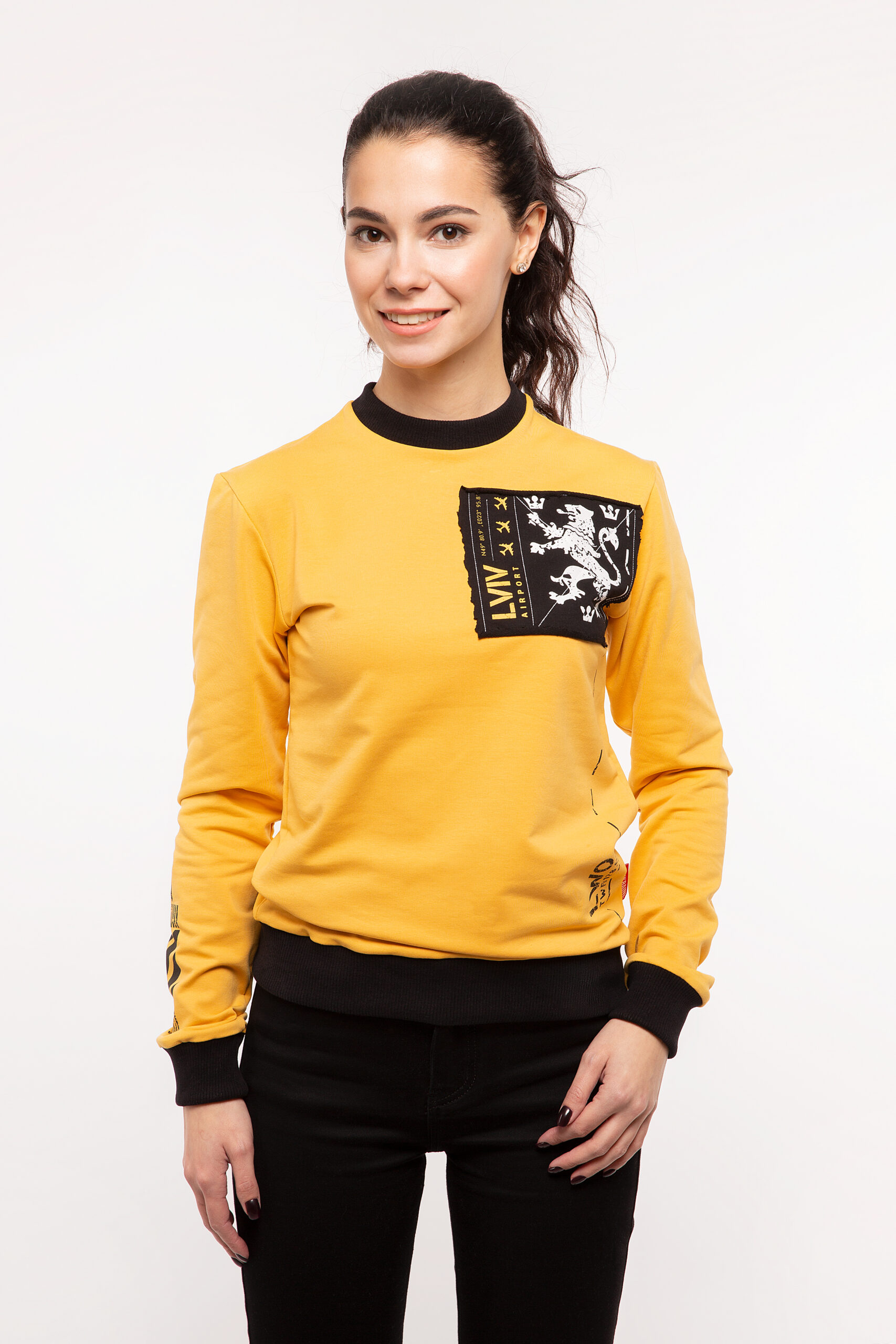 Women's Long Sleeve Have A Nice Fligh. Color yellow. Material: 97% cotton, 3% spandex.