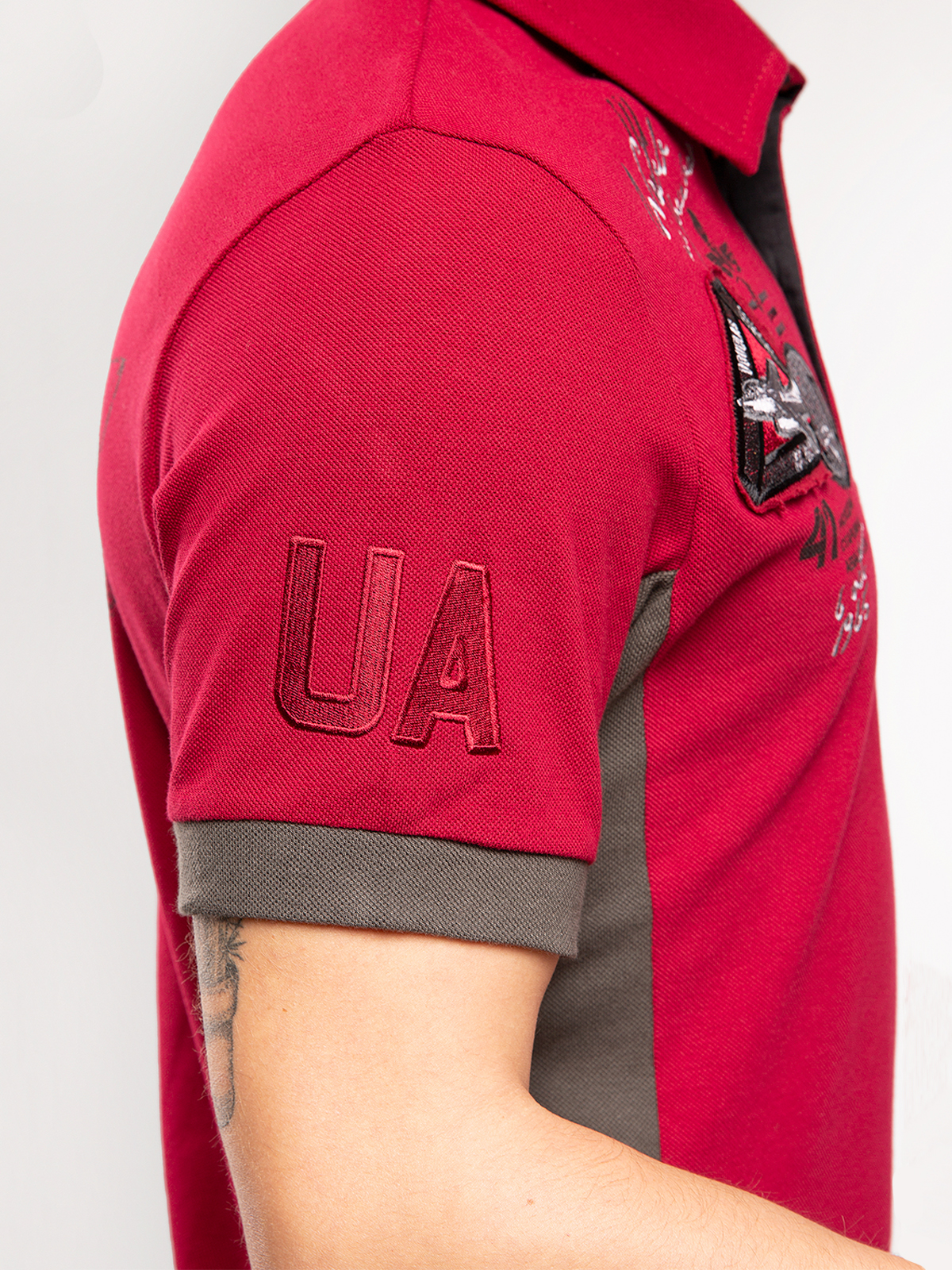Women's Polo Shirt Flying Cossacks. Color claret. 
Size worn by the model: S.