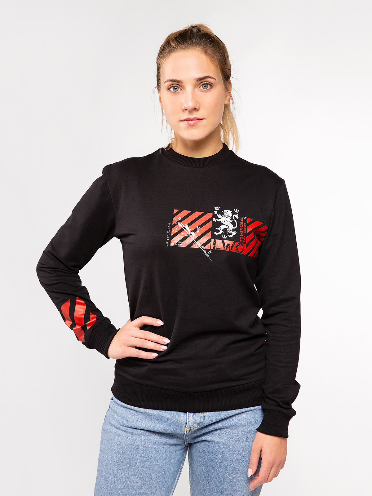 Women's Long Sleeve See You In Lviv. Color black. Material: 97% cotton, 3% spandex.