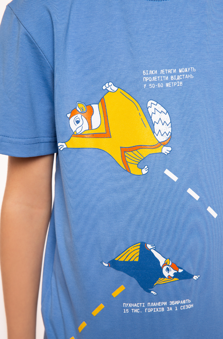 Kids T-Shirt Flying Squirrels. Color sky blue.  The color shades on your screen may differ from the original color.