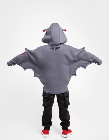 Kids Hoodie Baby Bat. Color graphite. .