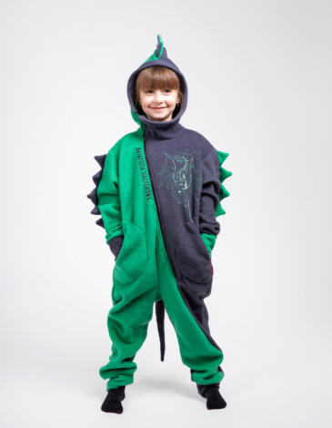 Rompers Dragon. Color green. Pajamas: unisex, well suited for both boys and girls.