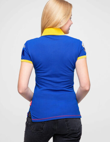 Women's Polo Shirt Тарас Шевченко. Color navy blue. .