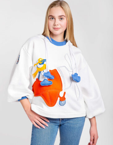 Women's Hoodie Penguin. Color white. .