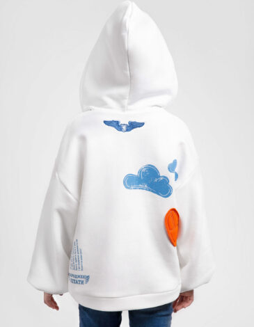 Kids Hoodie Penguin. Color white. .