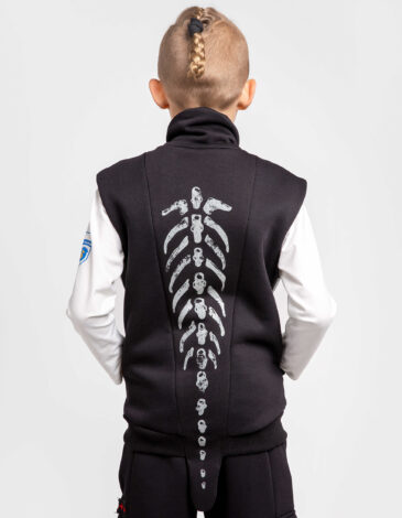 Kids Sleeveless Jacket Archaeopatrik. Color black. Unisex sleeveless jacket.