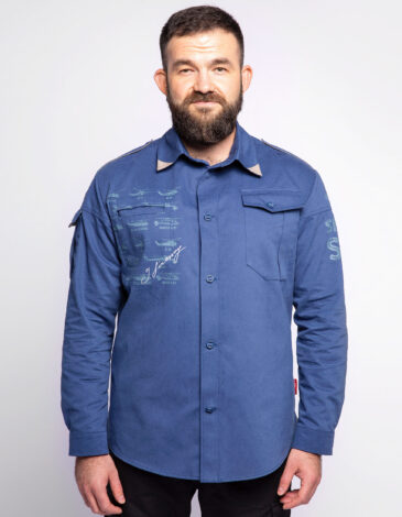 Men's Shirt Sikorsky. Color denim. Material: 100% cotton.