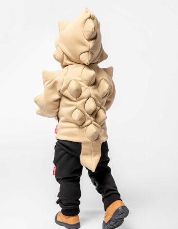 Kids Hoodie Stegosaurus. Color sand. Hoodie: unisex, well suited for both boys and girls.