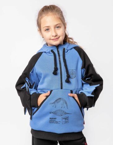 Kids Hoodie Nodosaurus. Color navy blue. .