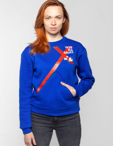 Women's Sweatshirt Triskelion. Color blue electrician. 1.