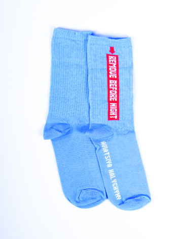 Socks Remove Before Night. Color sky blue. 4.