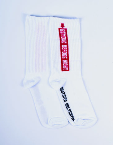 Socks Remove Before Night. Color white. 3.