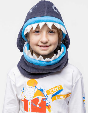 Kids Hat Shark. Color graphite. Hat: unisex, well suited for both boys and girls.