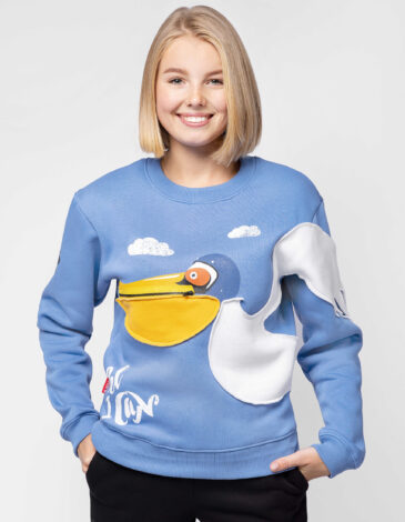 Women's Sweatshirt Pelican. Color sky blue. .