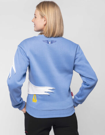 Women's Sweatshirt Pelican. Color sky blue. Three-cord thread fabric: 77% cotton, 23% polyester.