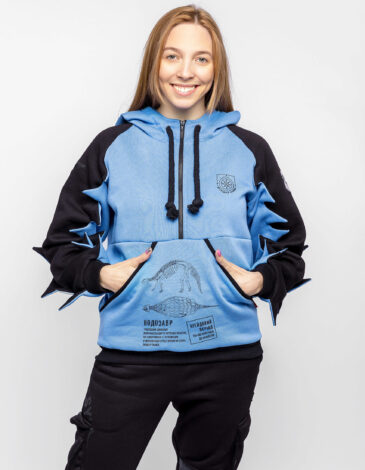 Women's Hoodie Nodosaurus. Color navy blue. .