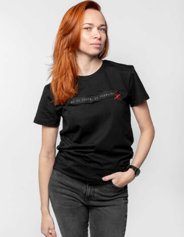 Women's T-Shirt Statement. Color black. Unisex T-shirt (men’s sizes).