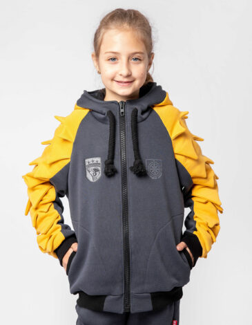 Kid`s Hoodie Pangolin. Color yellow. Hoodie: unisex, well suited for both boys and girls.