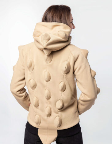 Women's Hoodie Stegosaurus. Color sand. .