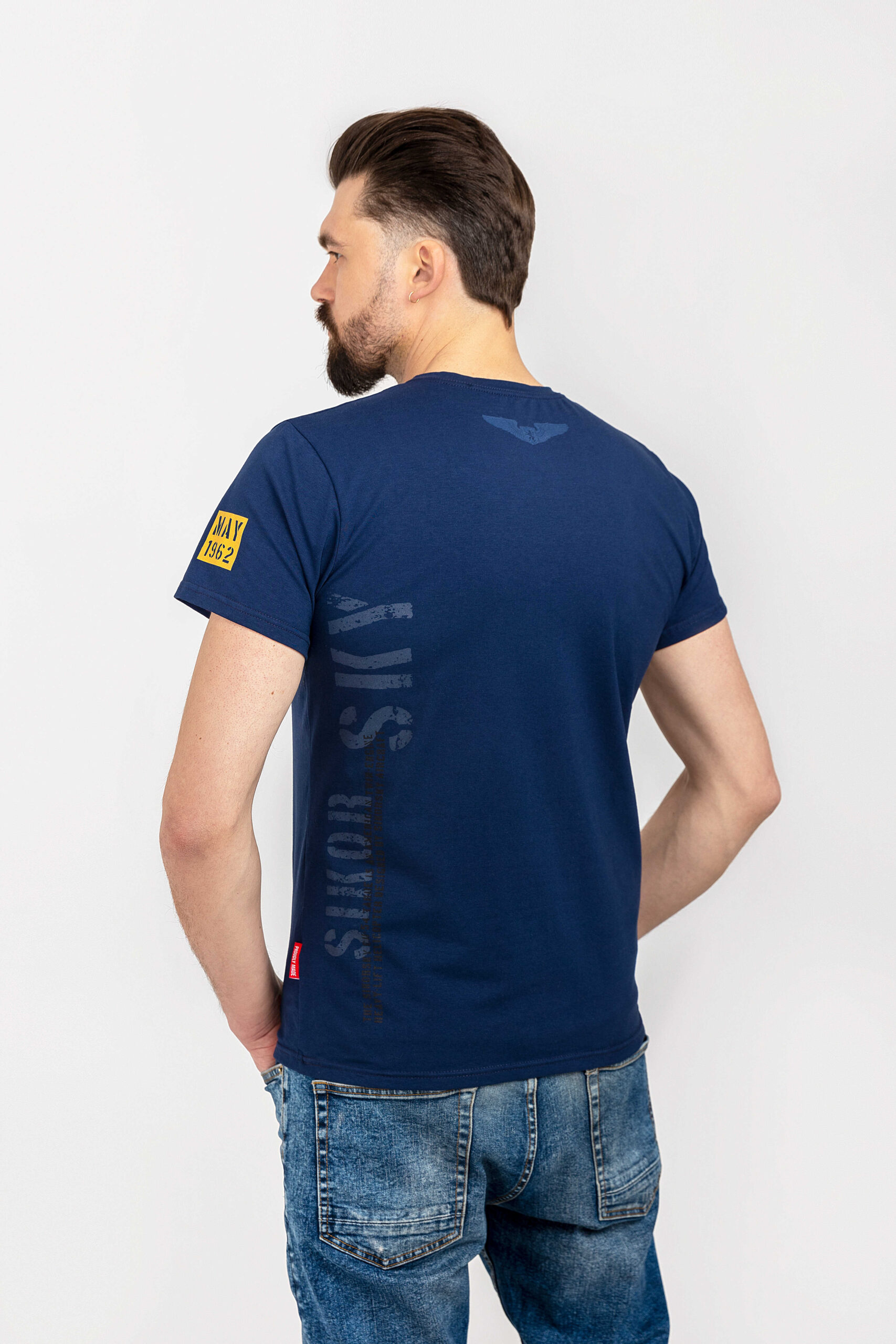 Men's T-Shirt Skycrane. Color navy blue. 1.