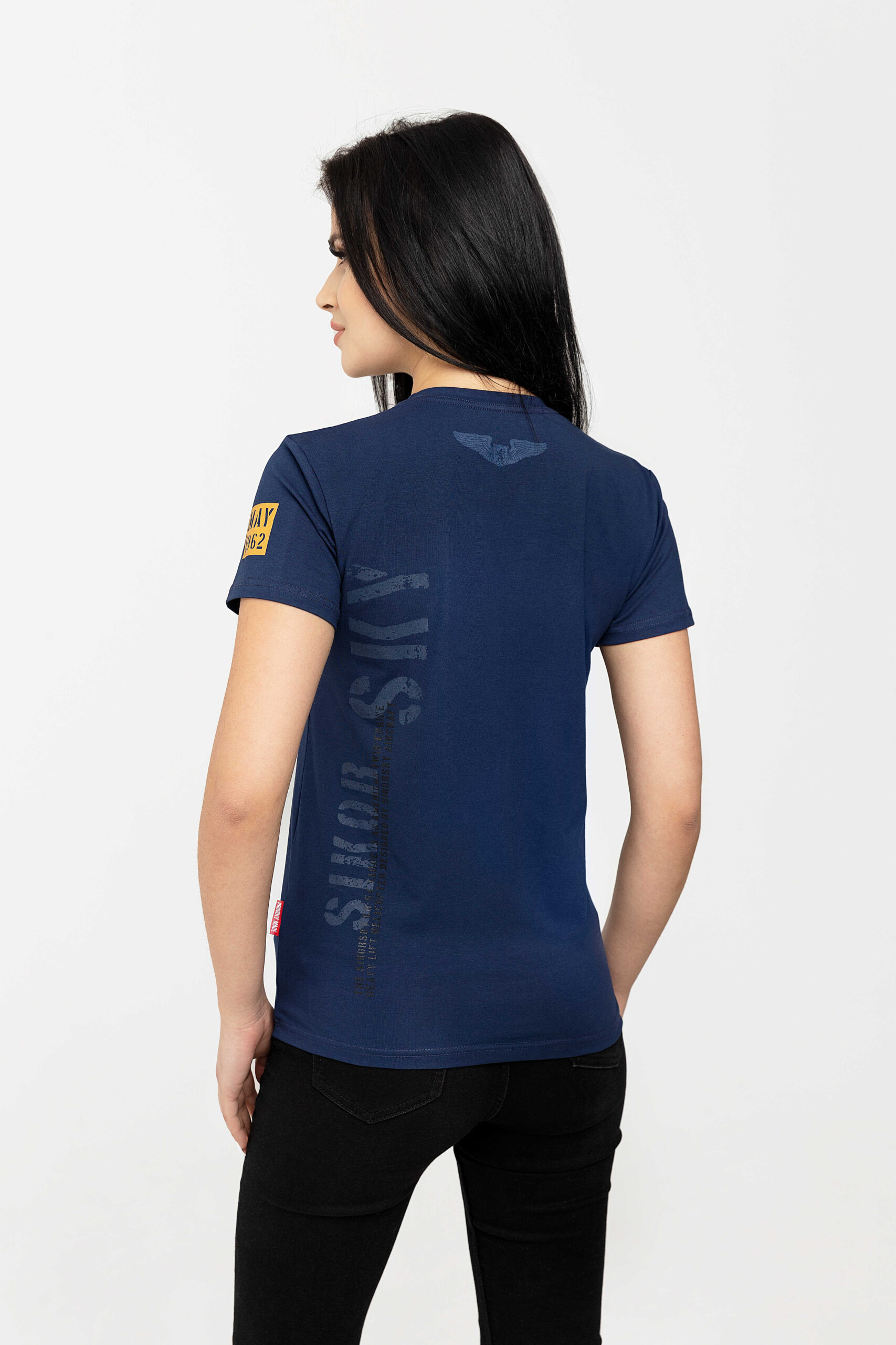 Women's T-Shirt Skycrane. Color navy blue. 1.