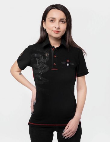 Women's Polo Shirt 204 Brigade. Color black. Pique fabric: 100% cotton.