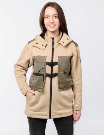 Women's Hoodie Skycrane. Color sand. .