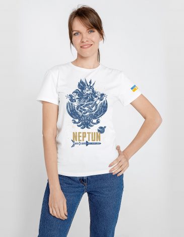 Women's T-Shirt Neptune. Color off-white. Material: 95% cotton, 5% spandex.