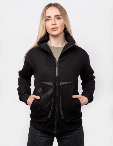 Women's Zippered Cardigan Thunderstrike. Color black. .