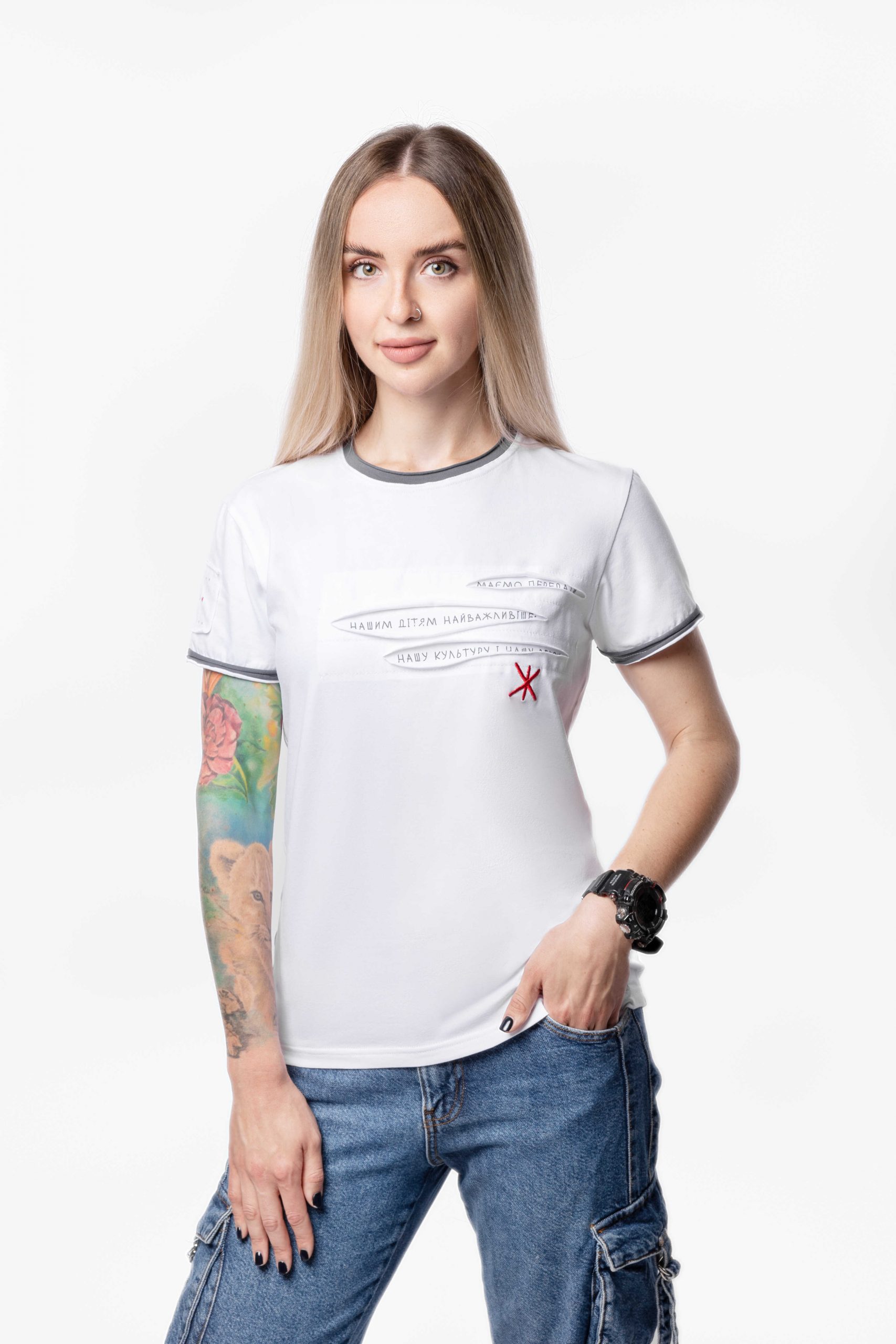 Women's T-Shirt Culture And Weapons. Color white. .