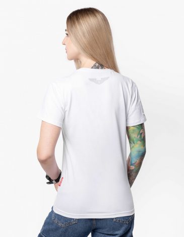 Women's T-Shirt The Worst Is Behind. Color white. .