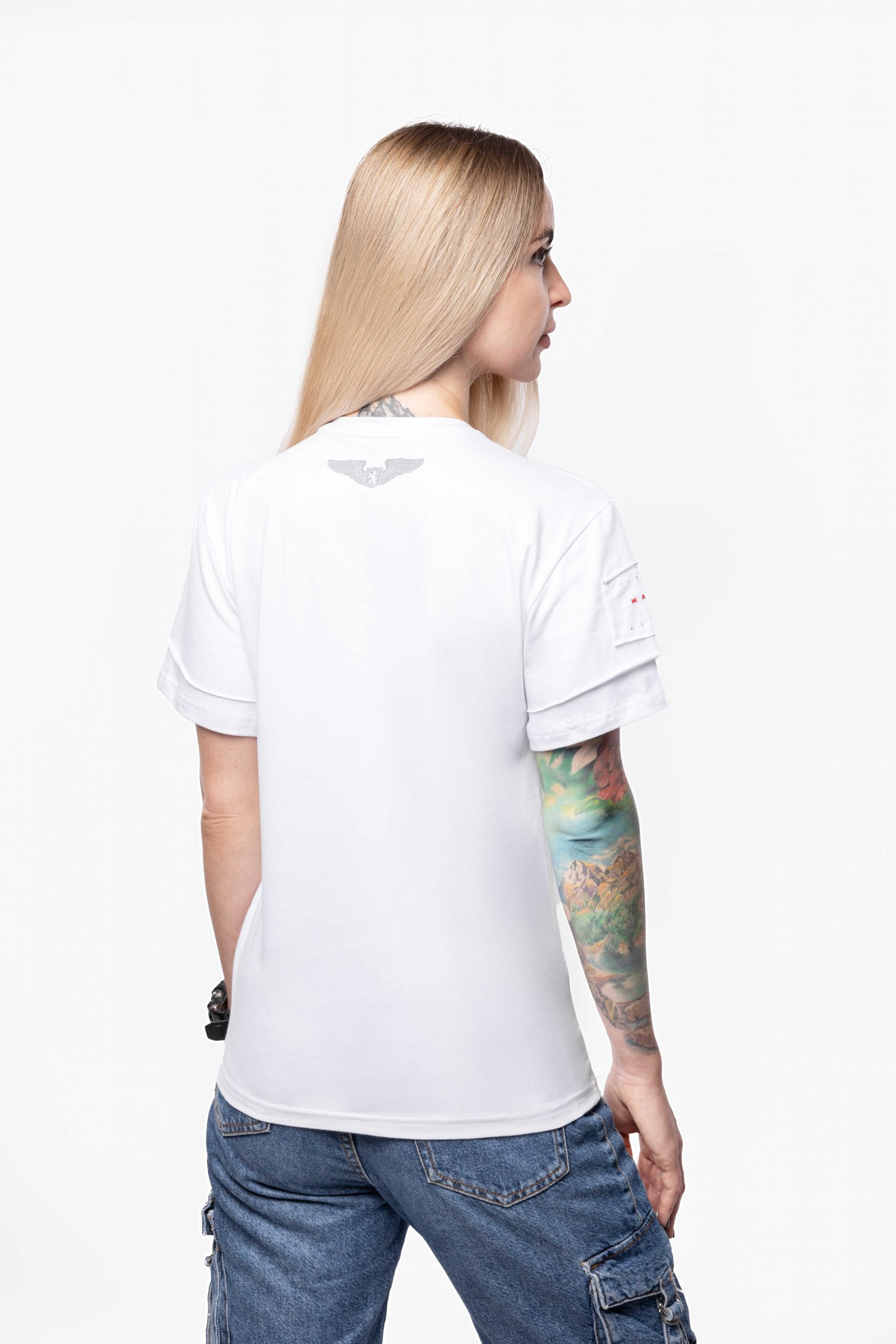Women's T-Shirt Ukrainian. Color white. 1.