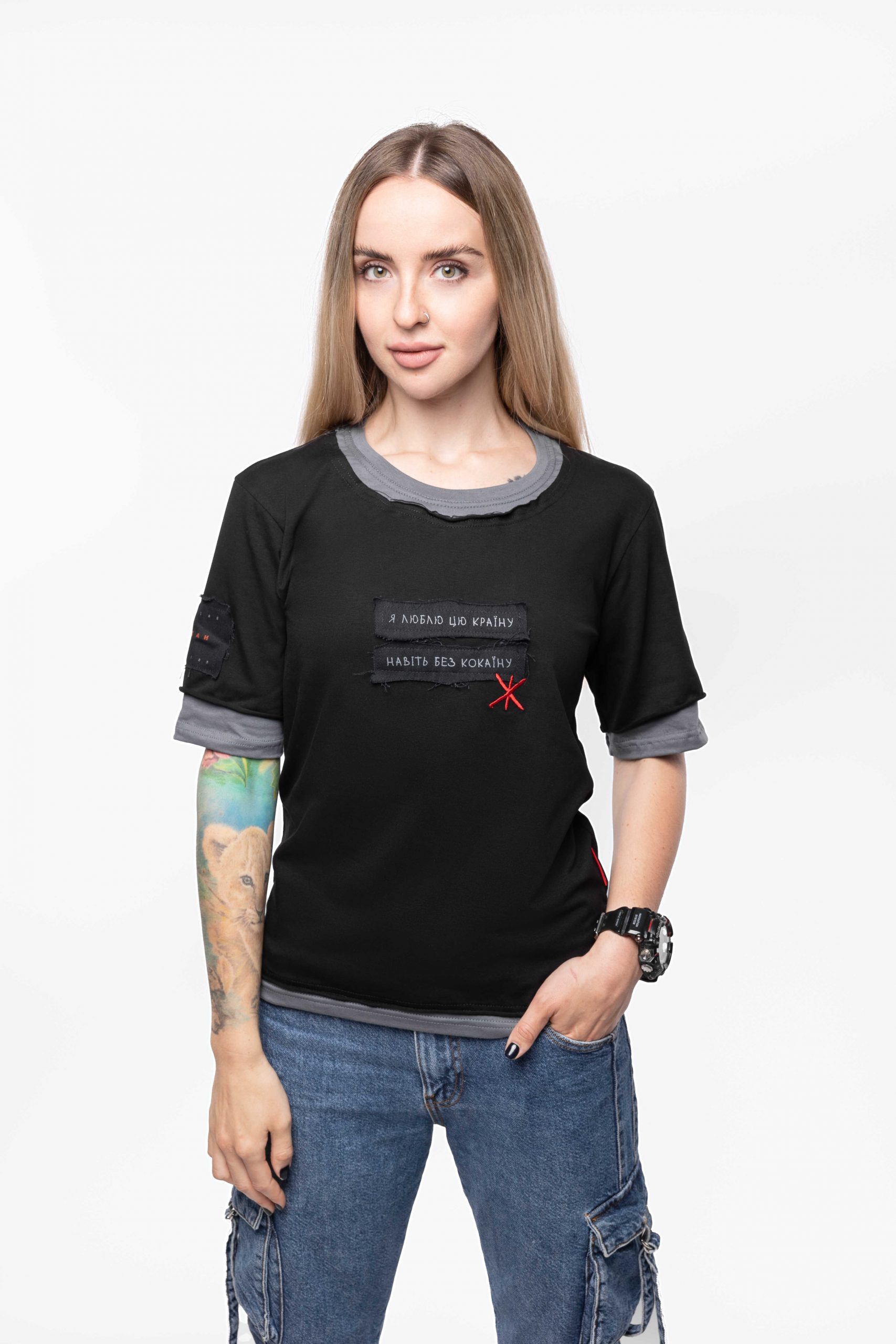 Women's T-Shirt I Love This Country. Color black. .