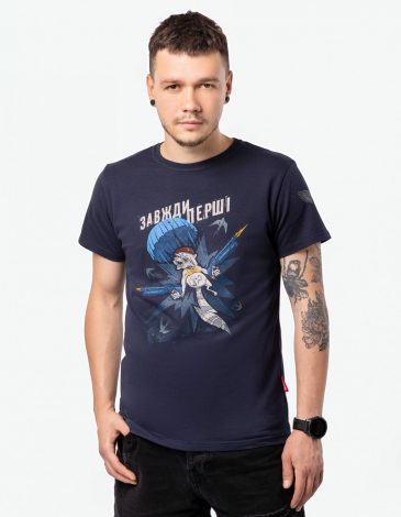 Men's T-Shirt Raccoon. Color dark blue. .