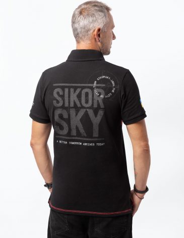 Men's Polo Shirt Sikorsky S-58. Color black. .