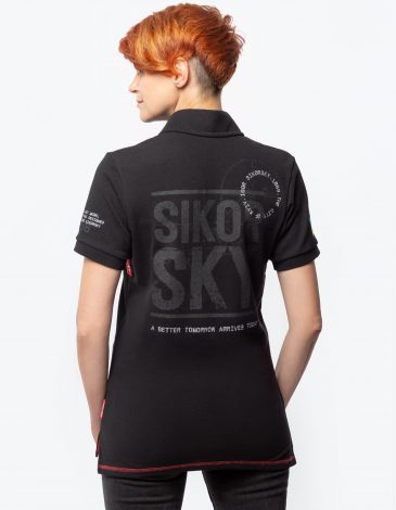 Women's Polo Shirt Sikorsky S-58. Color black. .