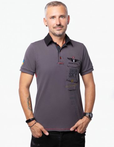 Men's Polo Shirt Sikorsky S-58. Color graphite. 1.