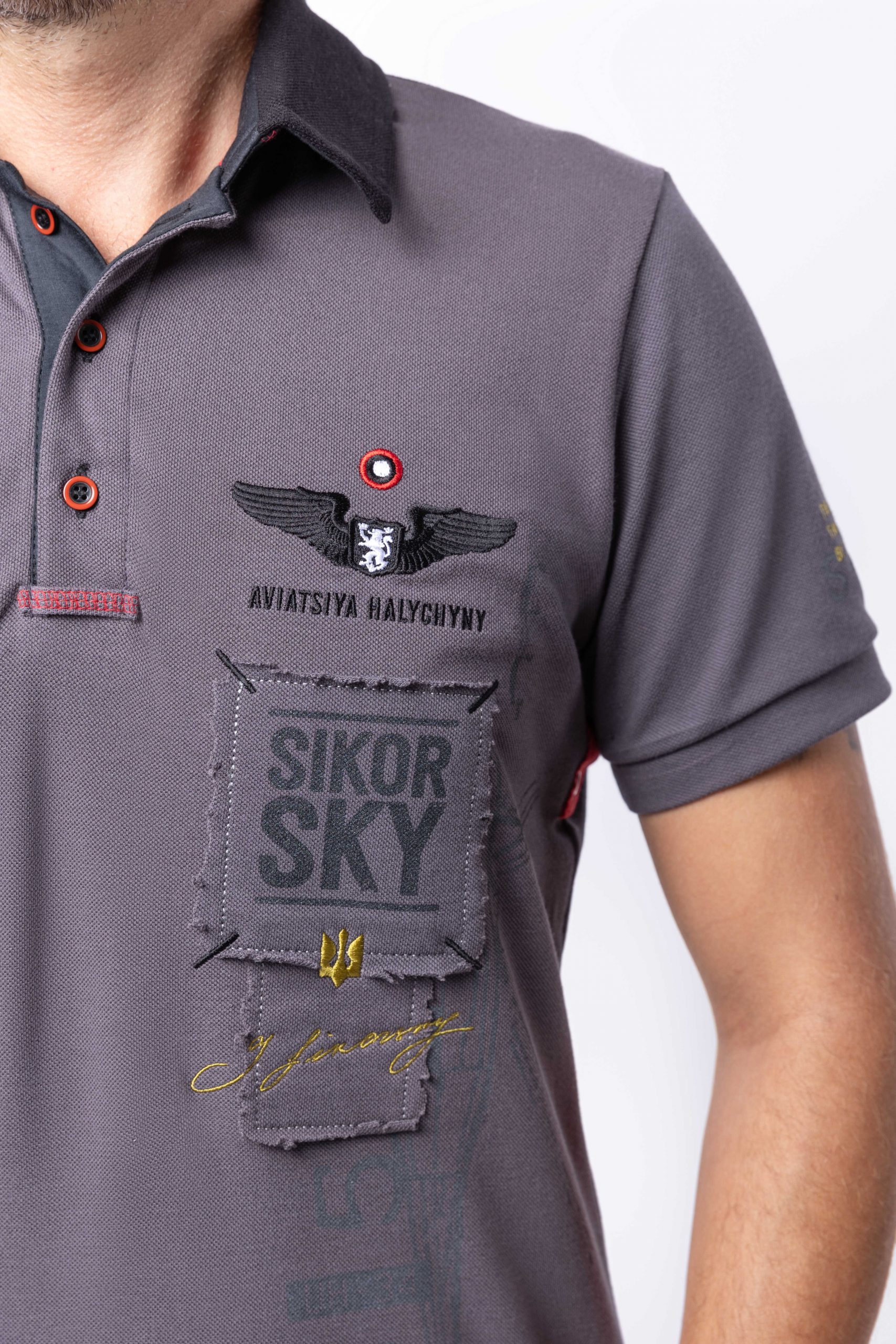 Men's Polo Shirt Sikorsky S-58. Color dark gray. 2.