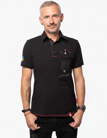 Men's Polo Shirt Sikorsky S-58. Color black. .