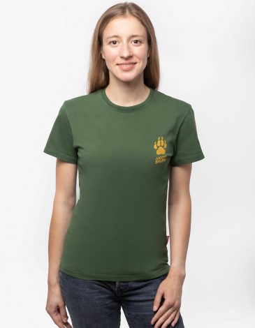 Women's T-Shirt Forest Brothers. Color dark green. Material: 95% cotton, 5% spandex.
