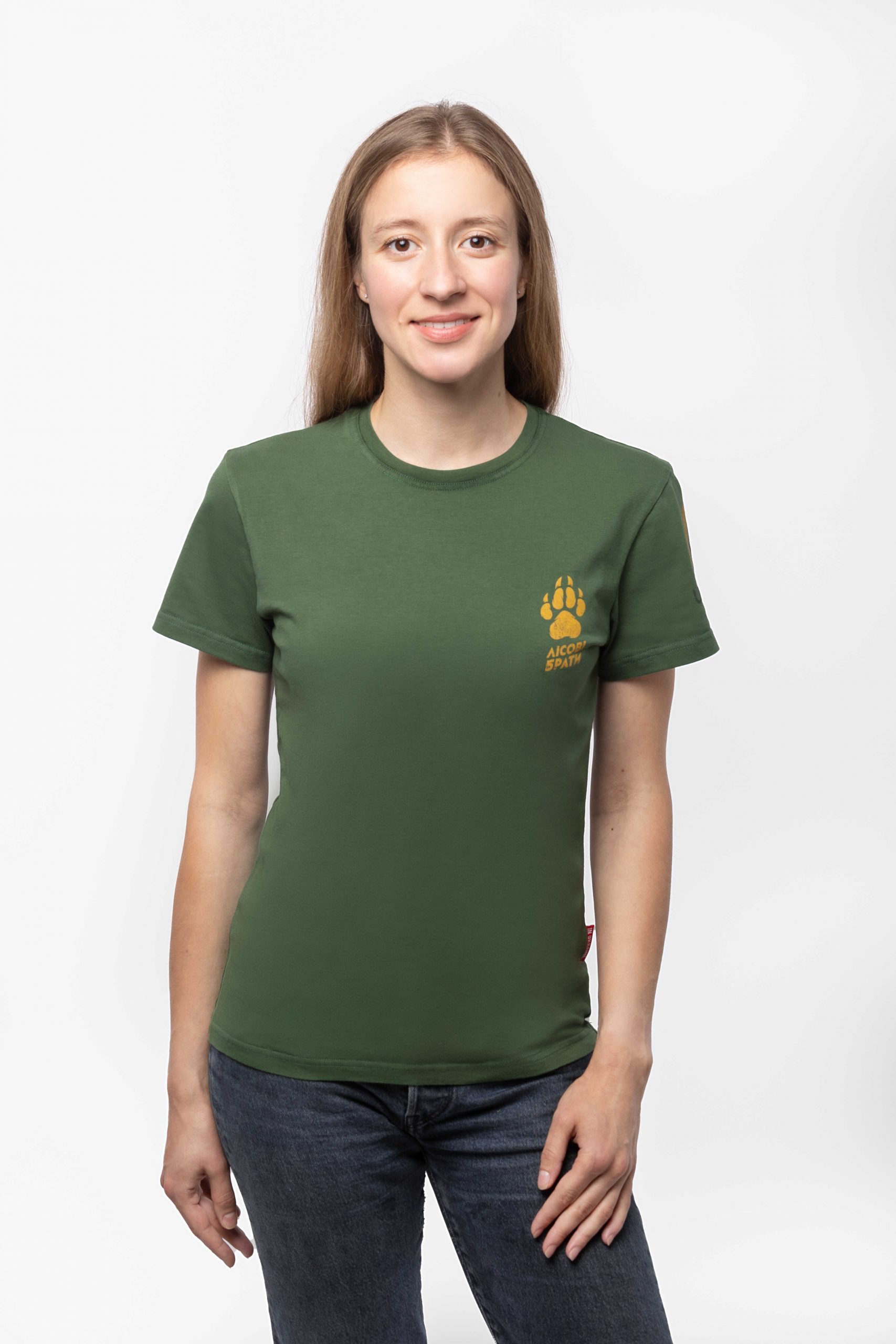 Women's T-Shirt Forest Brothers. Color dark green. 1.