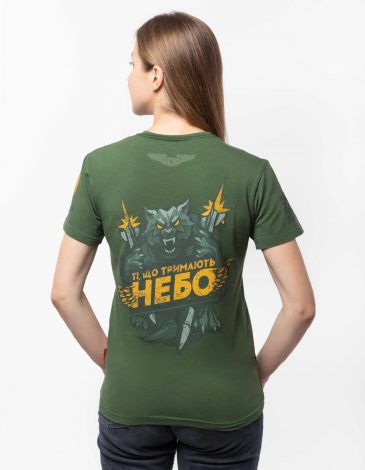 Women's T-Shirt Forest Brothers. Color dark green. Material: 95% cotton, 5% spandex.